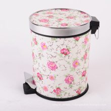 Style pastoral Flower Design Dustbin à pédale (A12-1901O)